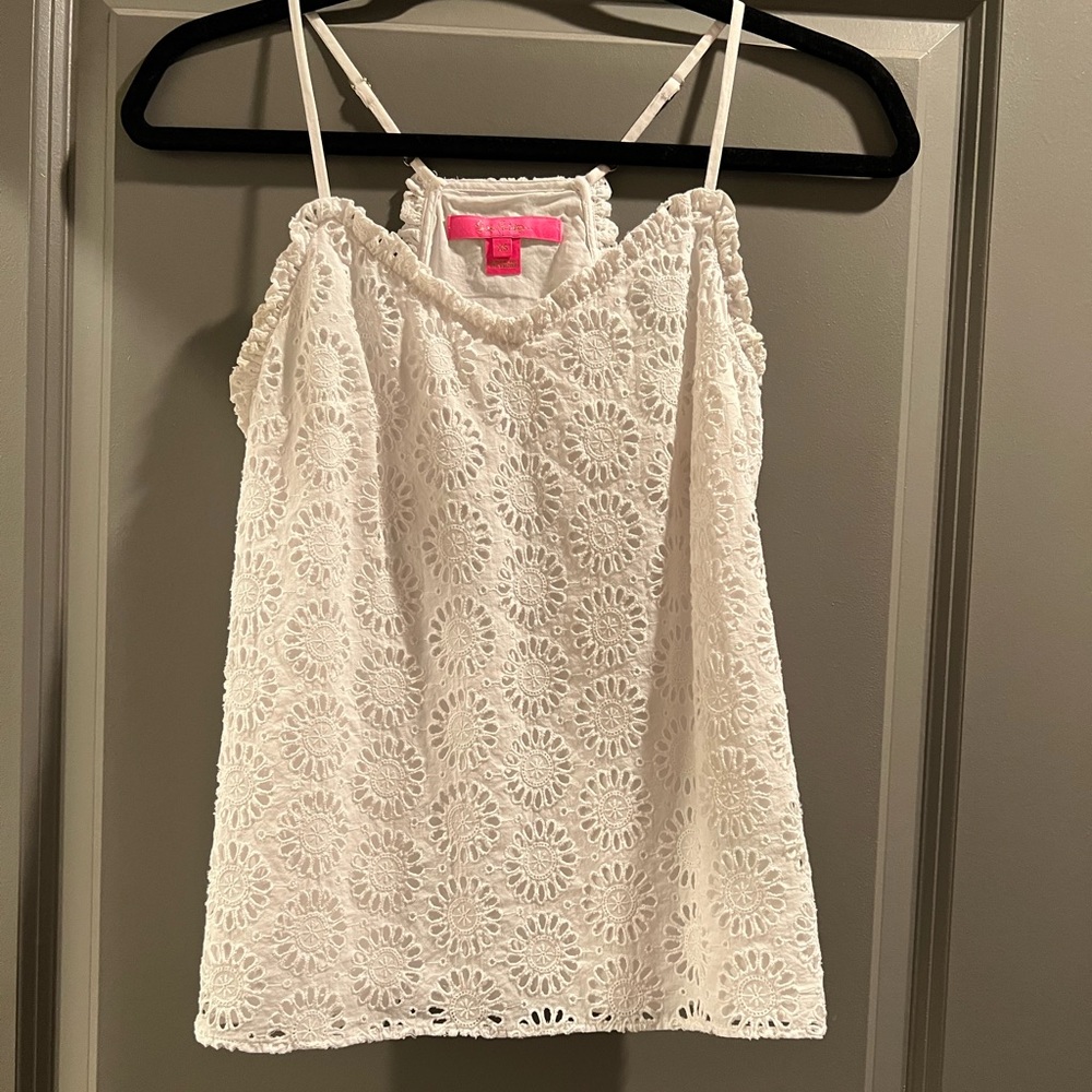 Lilly Pulitzer white lace dusk top